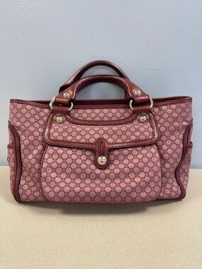 Celine Macadam Canvas and Leather Boogie Handbag in Red - Preowned